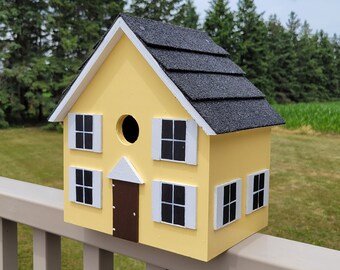 Yellow Birdhouse, Handmade Bird House, Outdoor Wood Birdhouse, Functional Birdhouse, Unique Birdhouse, Country Birdhouse, Colonial Birdhouse