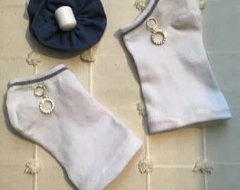 White Toe Socks with Rhinestone Discs, Spa Pedicure Socks, Size 9-11