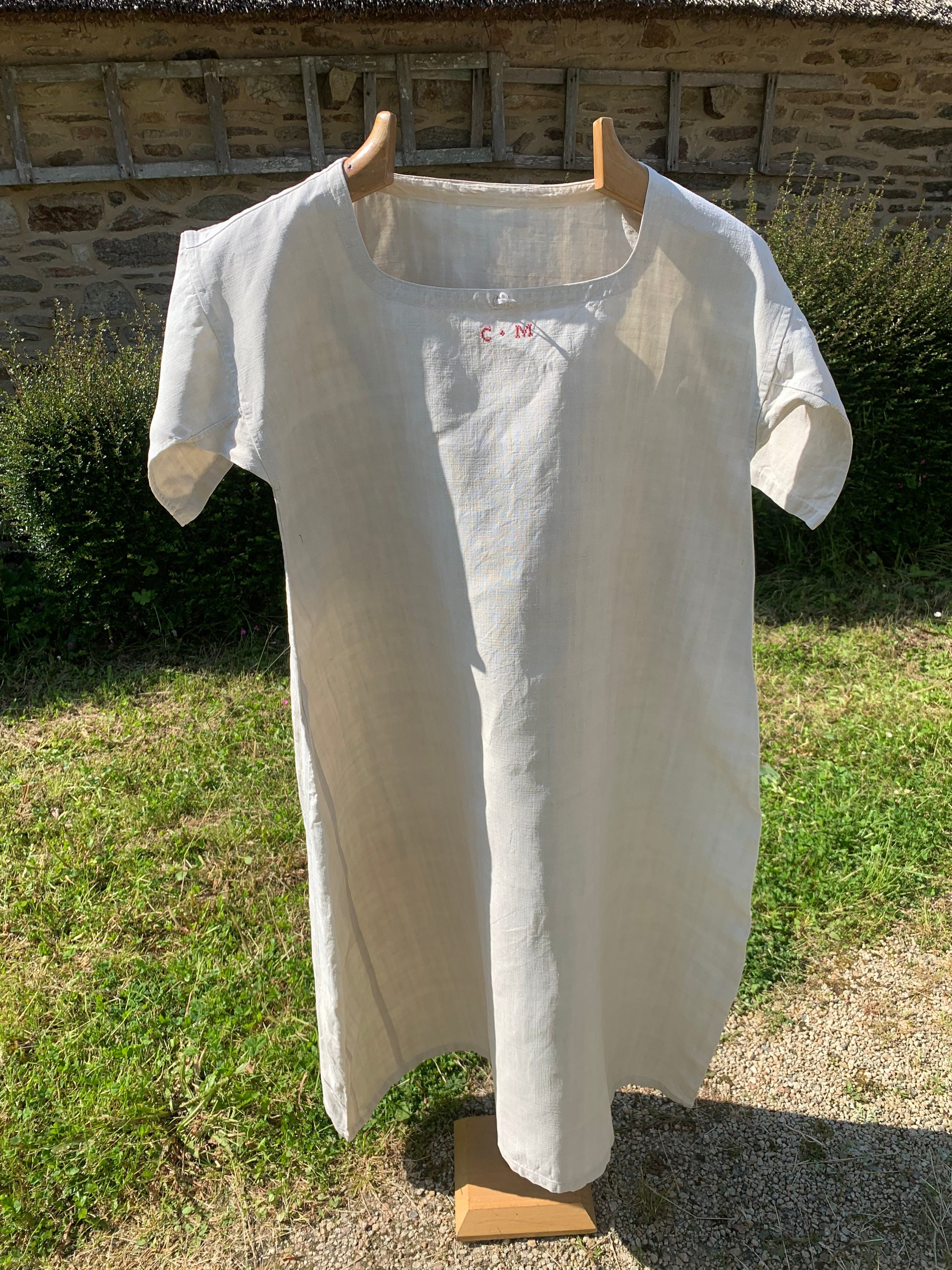 Antique French Linen Smock French Farmer, Peasant, Re