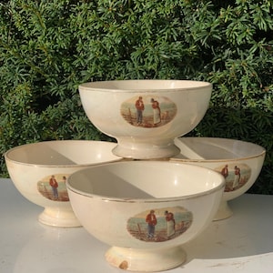 美品 カフェボウル 3セット 陶器 食器 インテリア ヴィンテージ フランス ジャグ＆ボウルセット フランスヴィンテージ雑貨 陶器 リボン