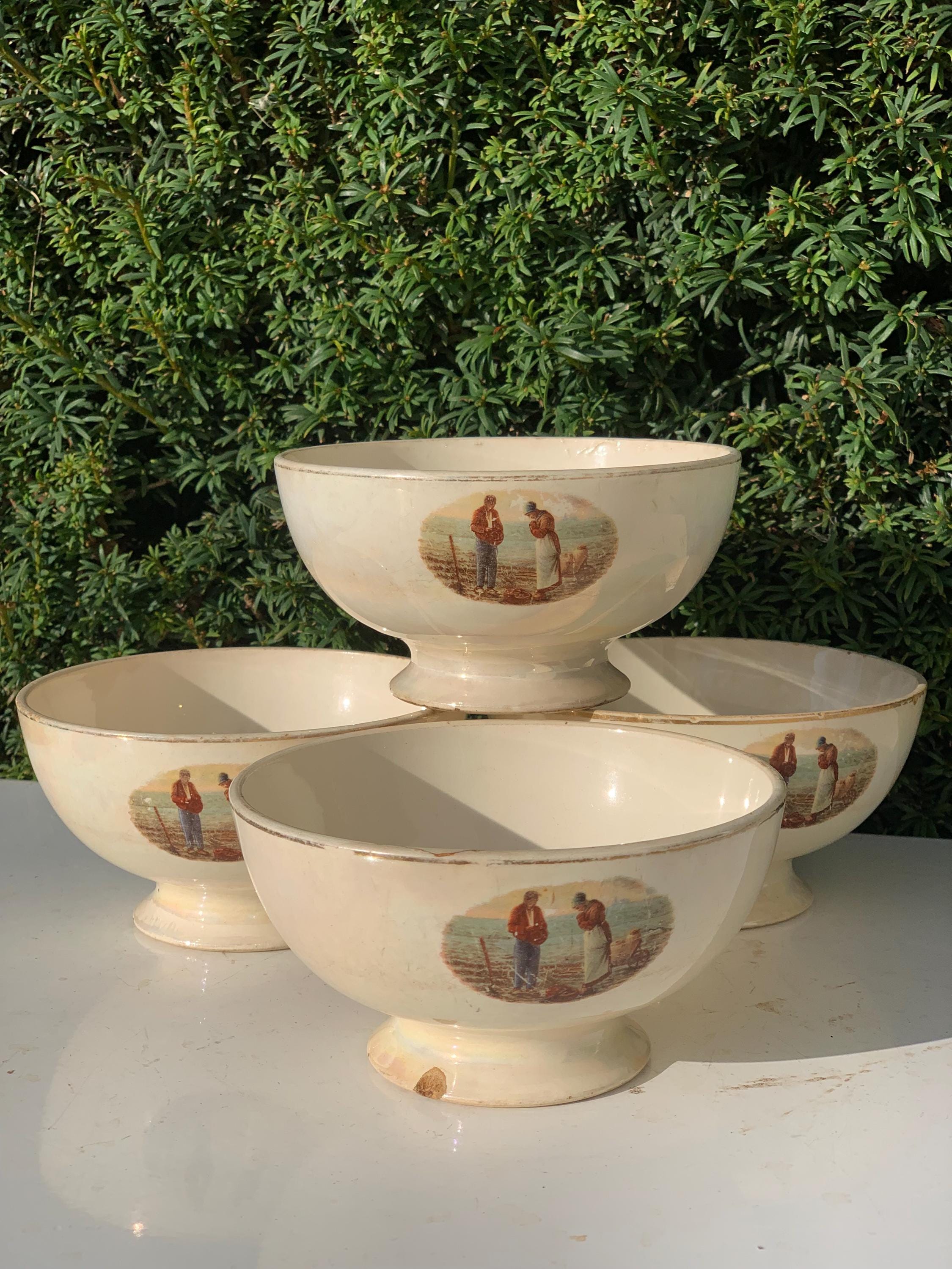 【389】小さめのカフェオレボウル　菫　バスケット　LONGCHAMP　スミレ　磁器（以下検索用　アンティーク　ヴィンテージ カフェオレボウル | EMUPARIS