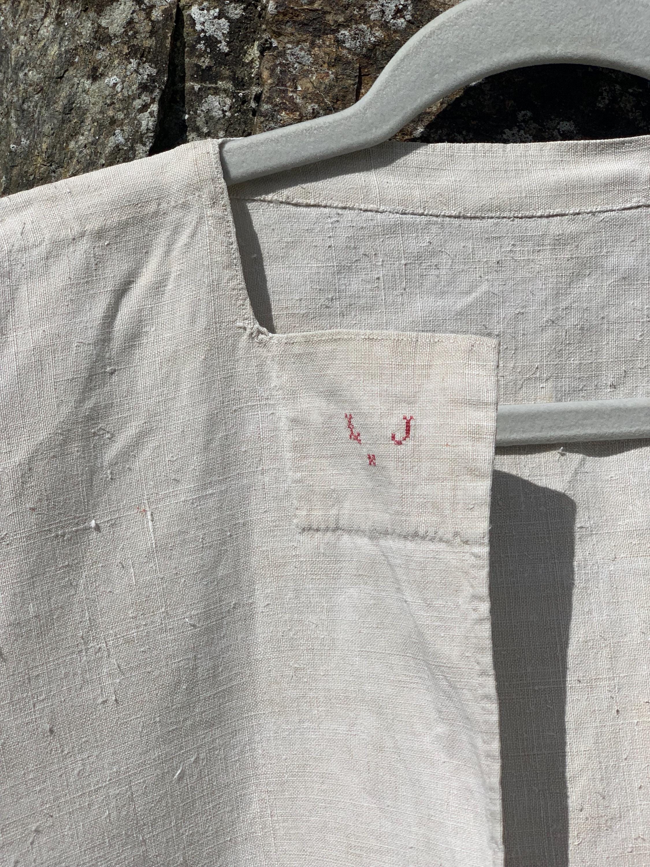 トップス 10s 20s Antique Farmer's Linen Smock French Linen Smock Farmer, Peasant, Re-enactments , Vintage