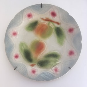 French Majolica Vintage Friuit Pear Plate, French Cuisine, Barbotine