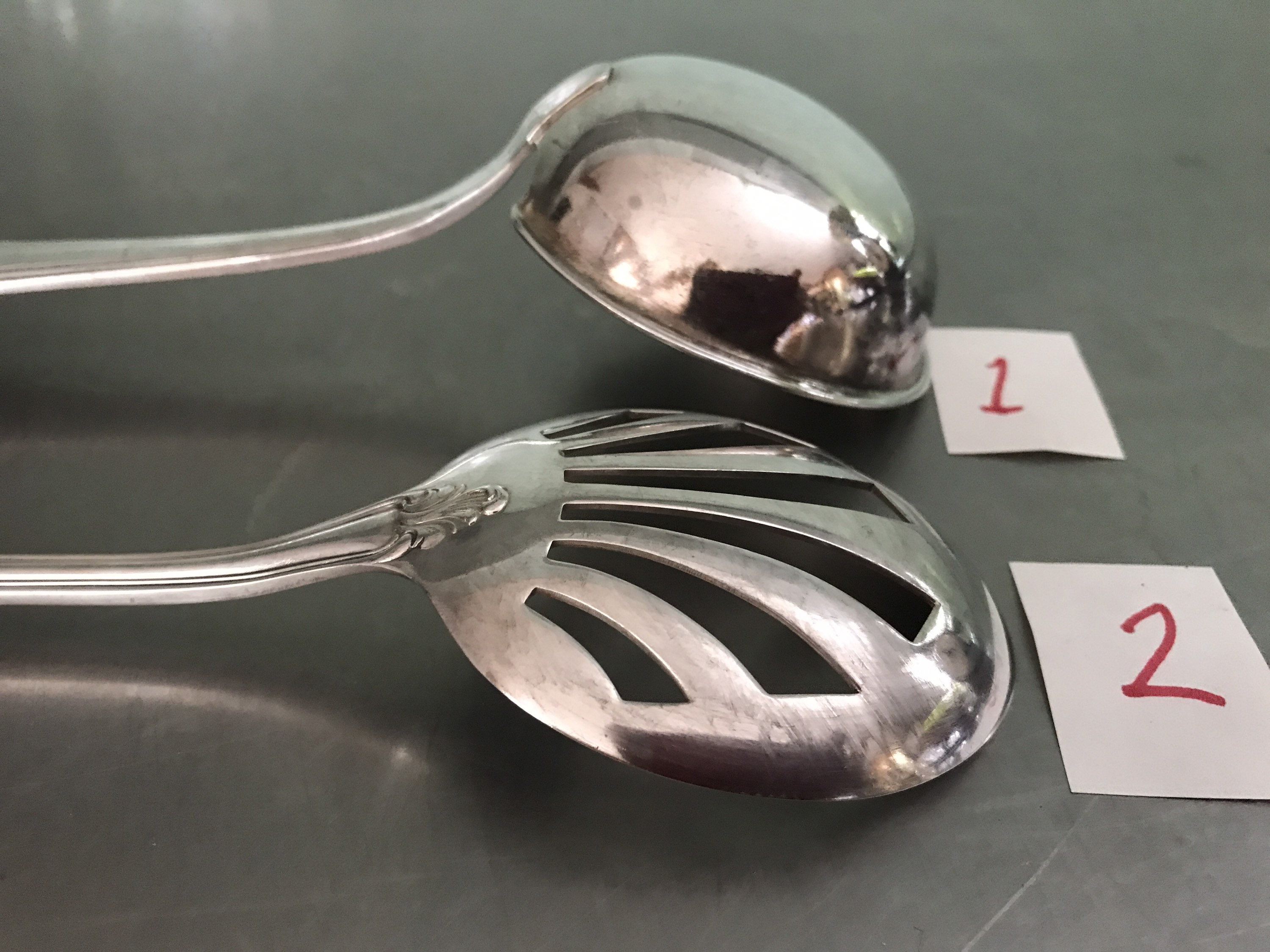 Mestolo e cucchiaio da portata placcati in argento, mestolo da punch,  cucina francese, cucina francese -  Italia