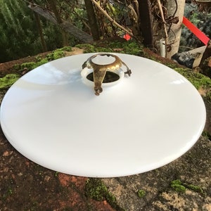 French Opaline Pendant Shade in smooth white opaline glass Vintage Lighting