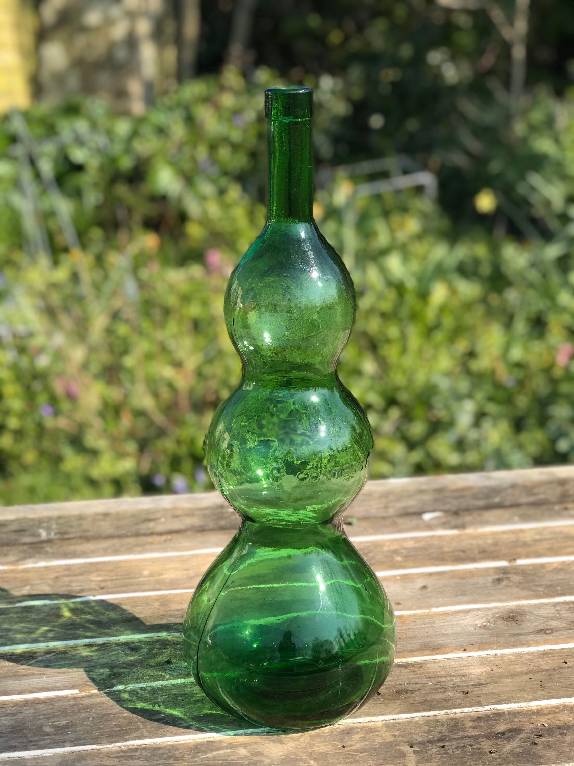 花瓶・フラワースタンド VINTAGE GREEN BOTTLE FROM WINE ORIGINAL Set of 2 Vintage Bottles Green Glass Wine Bottle Decor