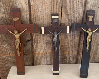Vintage Brass Crucifix Christ Jesus Fiqure Sculpture Catholic Church Icon