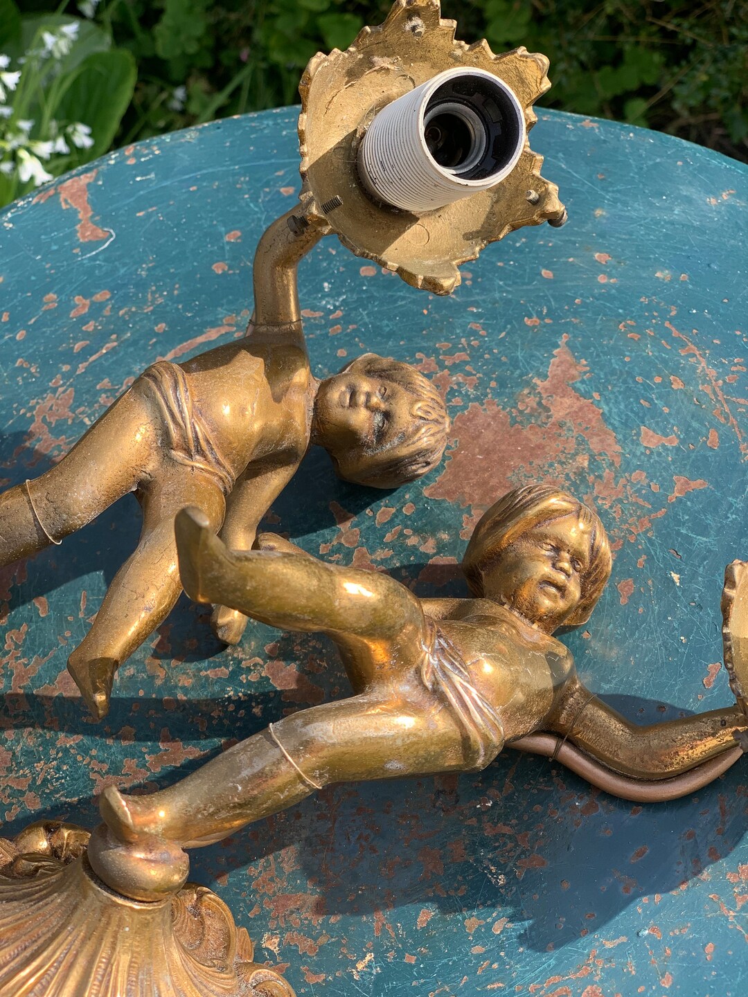 Antique French Wall Sconces Pair Cherubs - Etsy