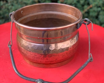 French Copper Planter Bucket Pot Cauldron , Rustic Home Decor