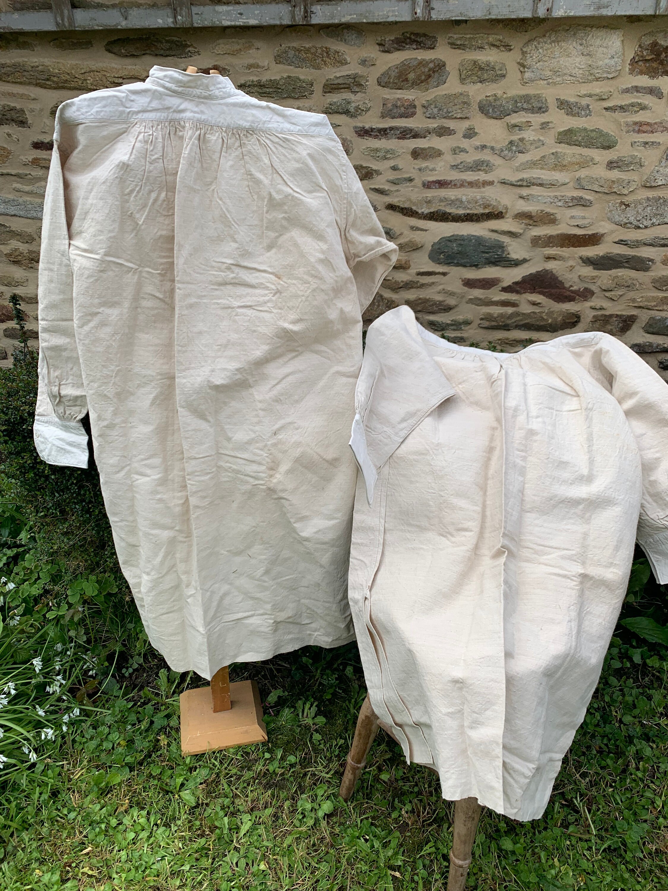 Antique French Linen Shirt , French Farmer, Peasant 