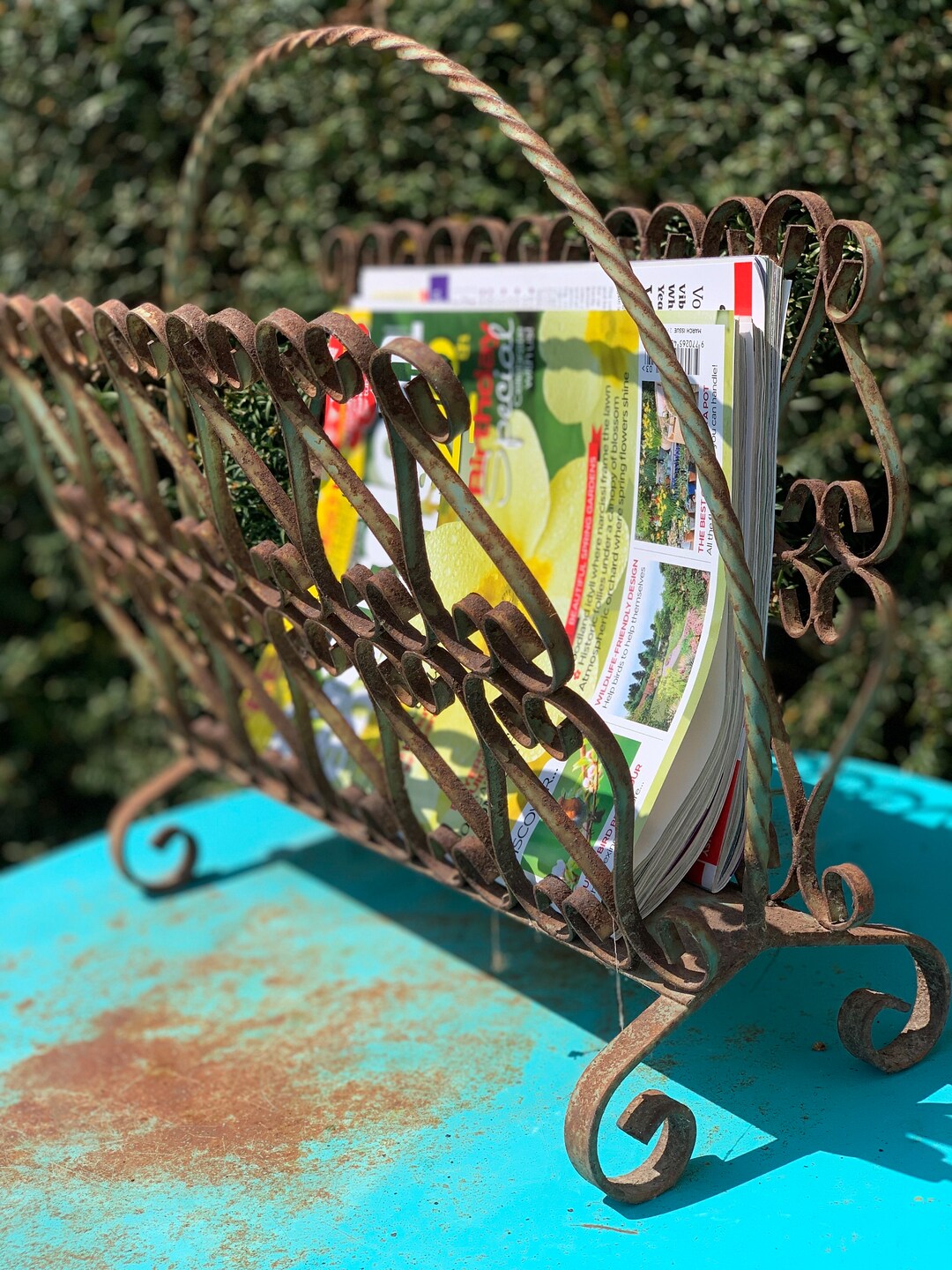 Vintage Magazine Rack Rustic Metal Home Decor - Etsy