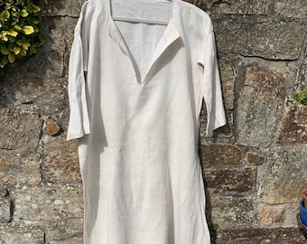 トップス 10s 20s Antique Farmer's Linen Smock French Linen Smock Farmer, Peasant, Re-enactments , Vintage