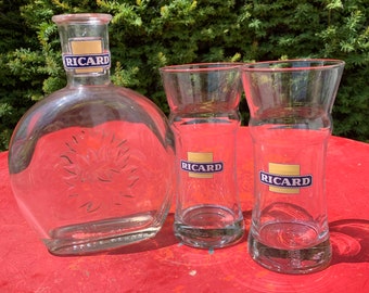Ricard Water Carafe and Glass Set ,pastis Aperitifs 