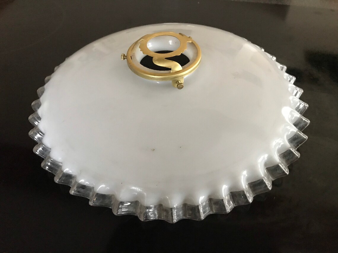 Weißer Deckenanhänger Schirm aus weißem Opalglas mit | Etsy