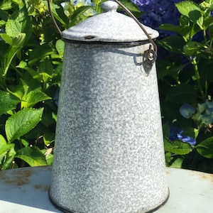 Enamel Milk Can Vase, French Rustic Home Decor,