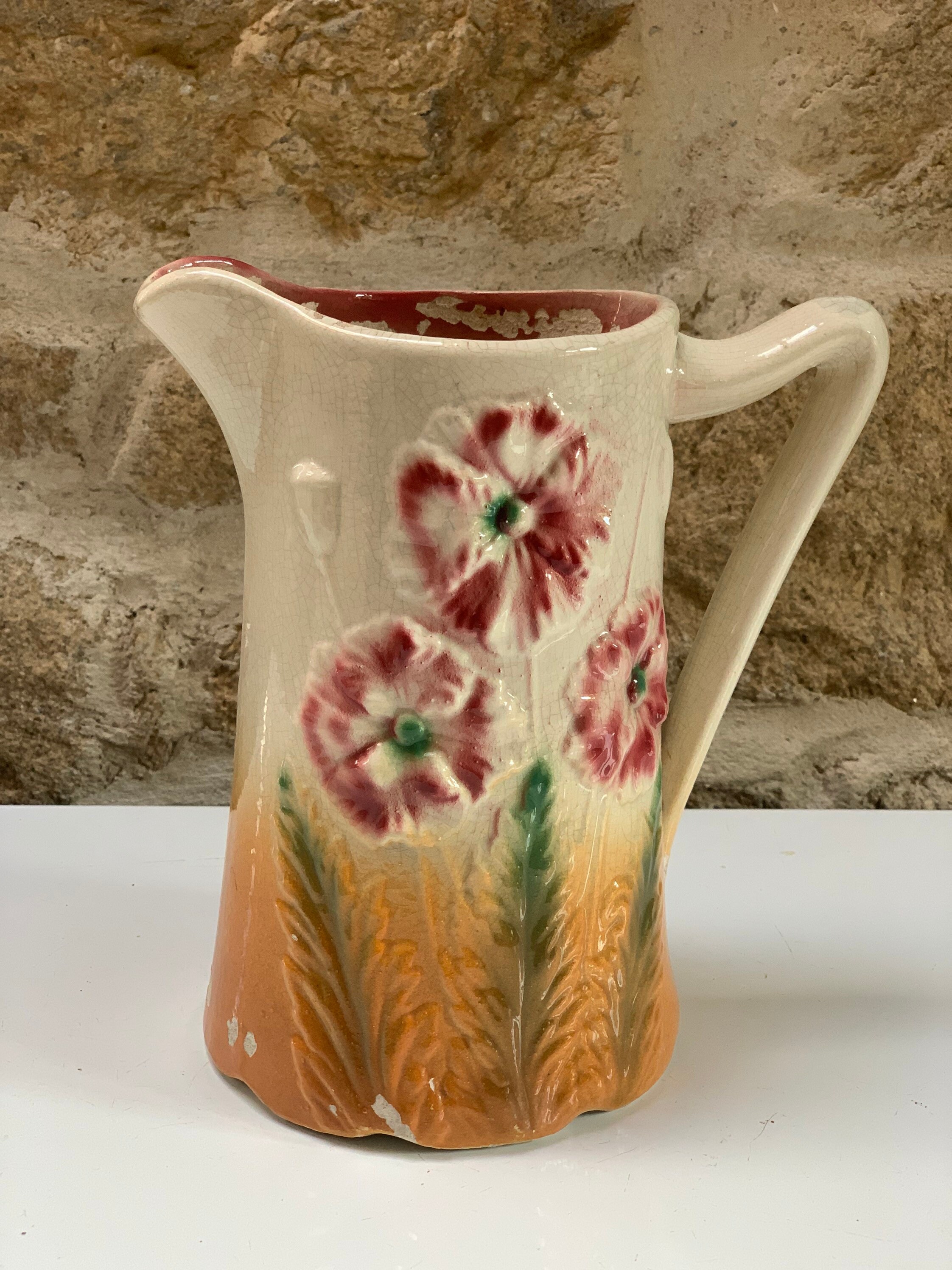 Antique Barbotine Jug Pitcher - Etsy 日本