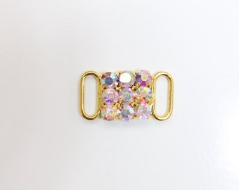 Small Triple Gold AB Rhinestones Buckle, Set of 2/ Ready to Ship / Bikini Connector / Costume Connector / Sold by set / Fast Shipping