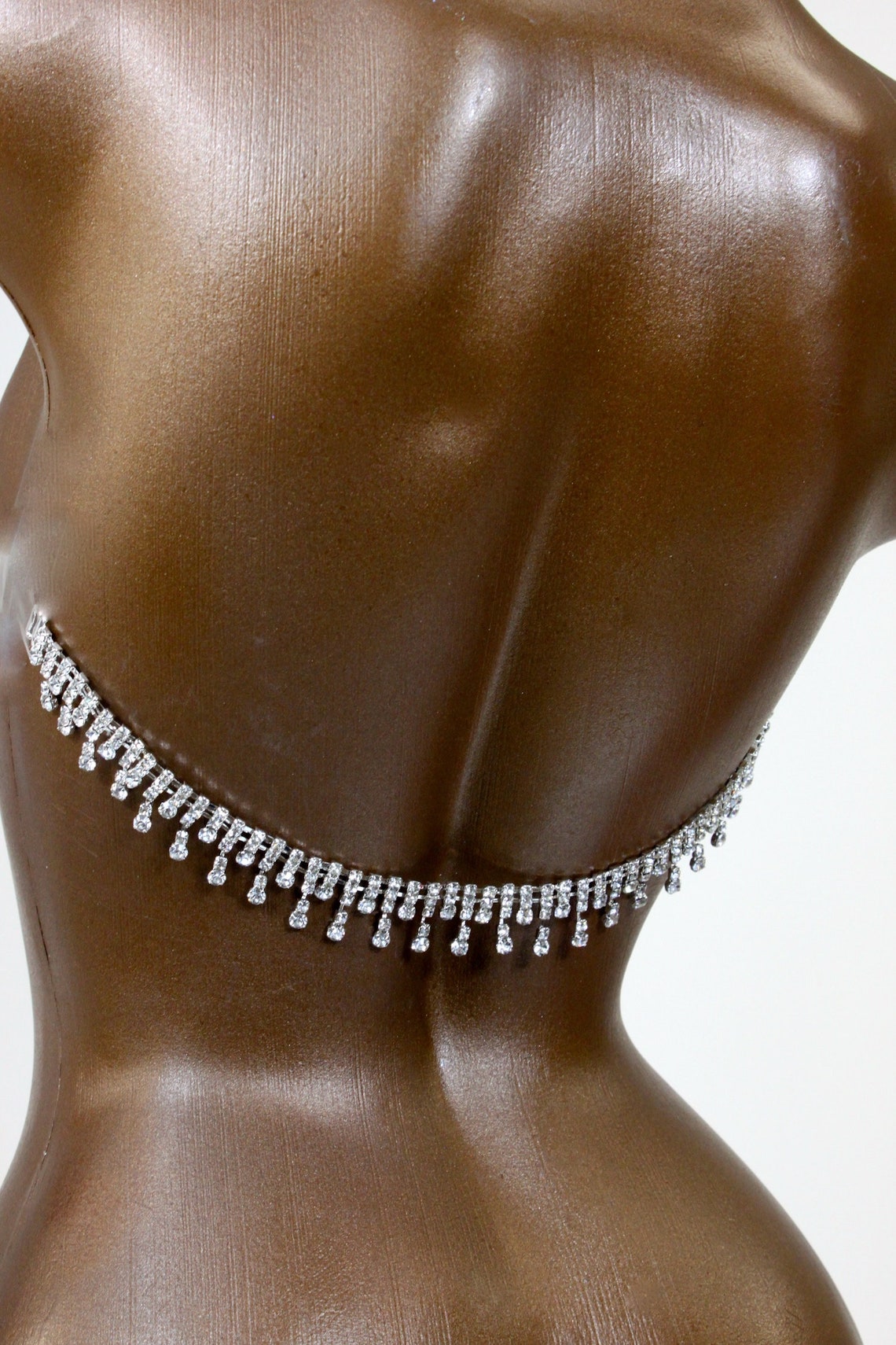 Draping Rhinestones Long Bra Back Connector/ Back Strap / Etsy