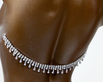 Draping Rhinestones Long Bra Back Connector/ Back Strap / Sewing Supplies / Custom Bikini Strap / Rhinestone Back Strap