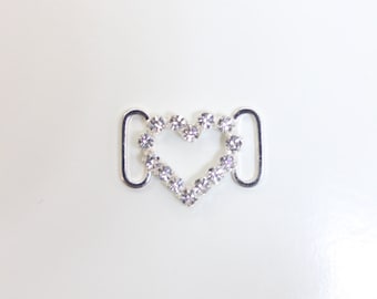 Conector de corazón de diamantes de imitación, juego de 2