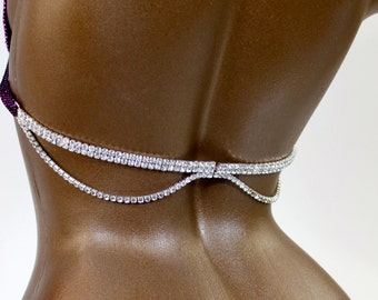 Crystal Clear Close-up Bra Back Hanging Connector / Back Strap / Sewing Supplies / Custom Bikini Strap / Rhinestone Back Strap