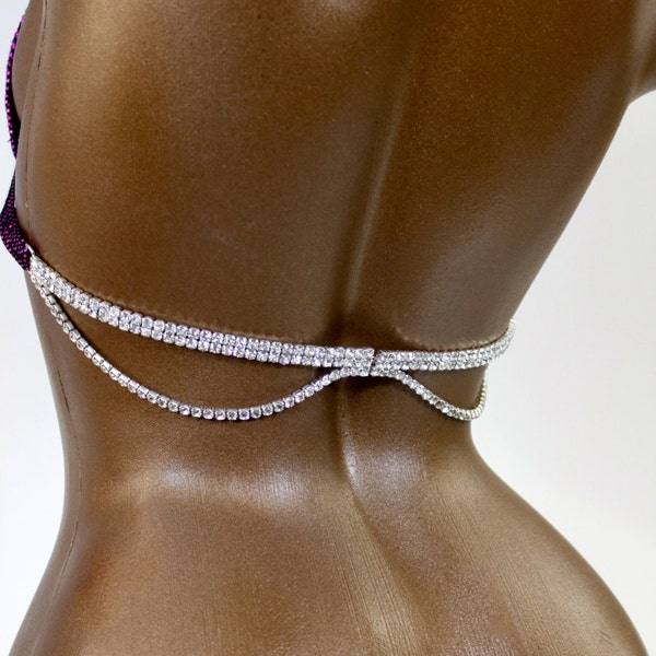 Crystal Clear Close-up Bra Back Hanging Connector / Back Strap / Sewing Supplies / Custom Bikini Strap / Rhinestone Back Strap