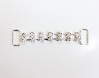 Conector de diamantes de imitación de doble línea, juego de 2 / listo para enviar / conector de bikini / conector de vestuario / vendido por conjunto / envío rápido