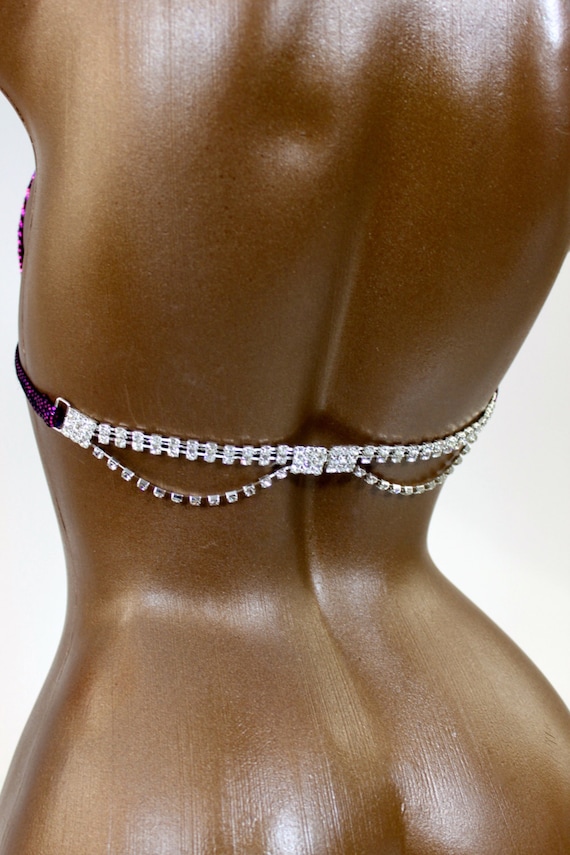 Crystal Clear Bra Back Hanging Connector/ Back Strap / Sewing Supplies /  Custom Bikini Strap / Rhinestone Back Strap 