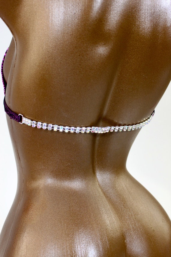 Double Crystal AB Bra Back Rhinestone Connectors / Back Strap / Sewing Supplies / Custom Bikini Strap / Rhinestone Back Strap