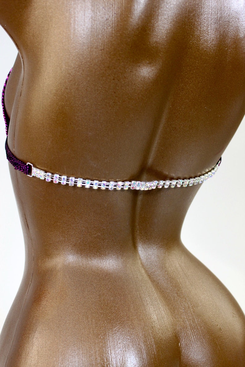 Double Crystal AB Bra Back Rhinestone Connectors / Back Strap / Sewing Supplies / Custom Bikini Strap / Rhinestone Back Strap image 1