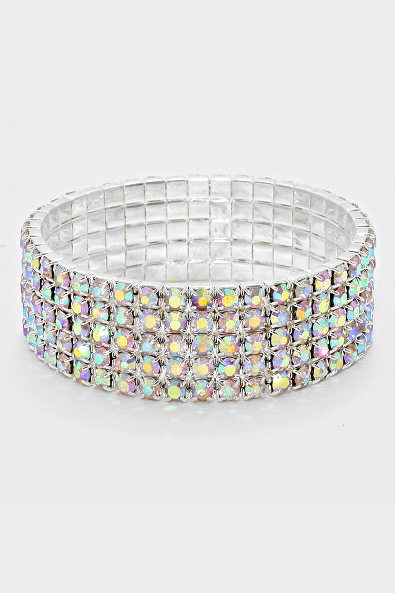 5-row Rhinestone Stretch Bracelet / Costume Jewelry / Stage