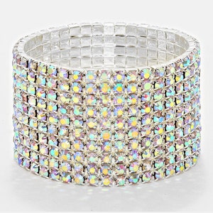 10-Row Rhinestone Stretch Bracelet / Costume Jewelry / Stage Jewelry / AB Jewelry / Fast Shipping / Ready to Ship