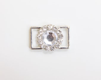 Pequeño conector de flor de diamante de imitación cristalino, juego de 2 / listo para enviar / conector de bikini / conector de vestuario / vendido por conjunto / envío rápido