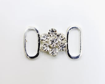 Conector de diamantes de imitación de flores pequeñas, juego de 2