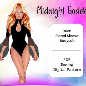 Midnight Goddess Bodysuit Schnittmuster - DIY Rave und Bademode mit Schlag-Netz-Ärmeln - PDF Digital Download