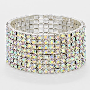 8-Row Rhinestone Stretch Bracelet / Costume Jewelry / Stage Jewelry / AB Jewelry / Fast Shipping / Ready to Ship
