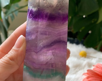 Rainbow Fluorite Crystal Point: Meditation Decor, Healing Stone