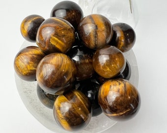 Tigers Eye Mini Bollen, Golden Tiger's Eye Ball, Chatoyant Mineralen, Spel van Kleur, Crystal Healing