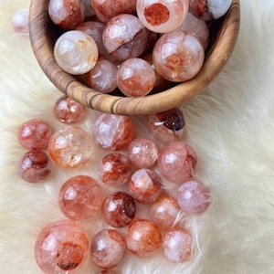 Mini Fire Quartz Spheres, Hematoid Spheres, Red Brown Yellow Iron Inclusions, Crystal Home Decor, Choose Size