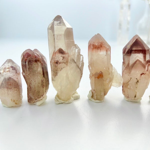 Red Hematite Quartz, Phantom Quartz Points, Iron Inclusions, Hematoid Phantoms, Natural Specimens, Rough Crystal, Raw Crystals