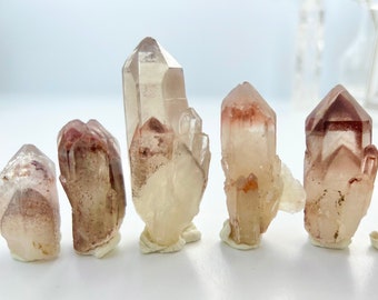 Red Hematite Quartz, Phantom Quartz Points, Iron Inclusions, Hematoid Phantoms, Natural Specimens, Rough Crystal, Raw Crystals