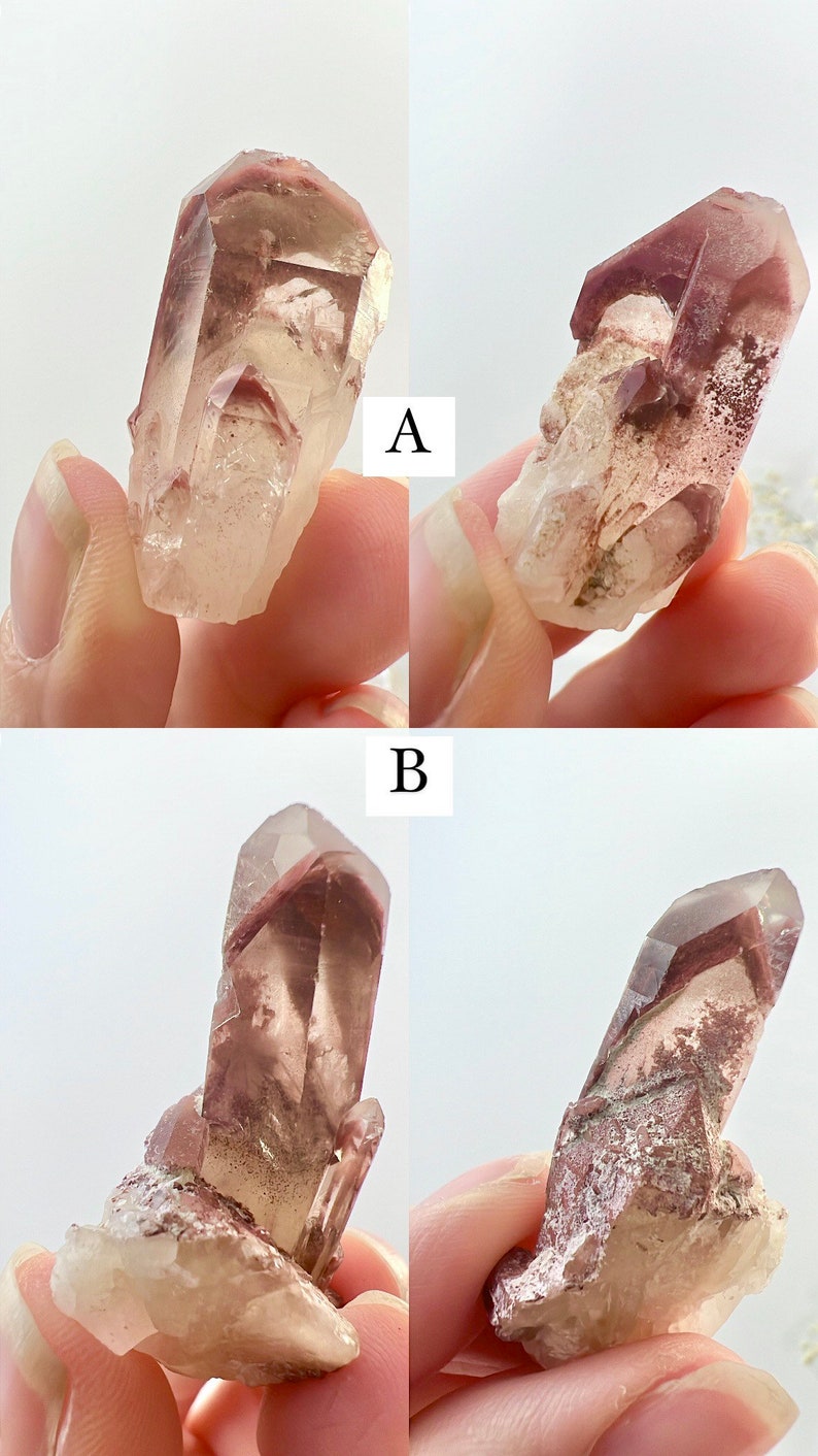 Red Hematite Quartz, Phantom Quartz Points, Iron Inclusions, Hematoid Phantoms, Natural Specimens, Rough Crystal, Raw Crystals image 3