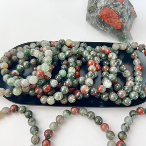 8mm Bloodstone Bracelet, One Piece, Stretchy Cord, Crystal Jewelry, Beaded Bracelets, Healing Crystals, Wearable Crystal image 7