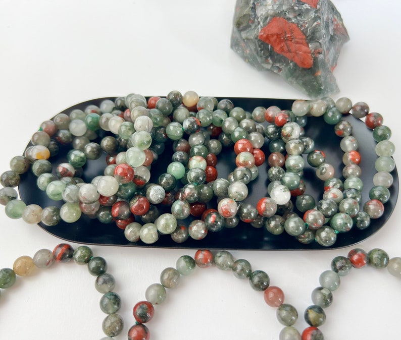 8mm Bloodstone Bracelet, One Piece, Stretchy Cord, Crystal Jewelry, Beaded Bracelets, Healing Crystals, Wearable Crystal image 7