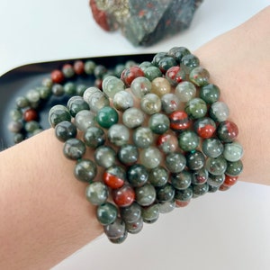 8mm Bloodstone Bracelet, One Piece, Stretchy Cord, Crystal Jewelry, Beaded Bracelets, Healing Crystals, Wearable Crystal image 6