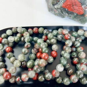 8mm Bloodstone Bracelet, One Piece, Stretchy Cord, Crystal Jewelry, Beaded Bracelets, Healing Crystals, Wearable Crystal image 4