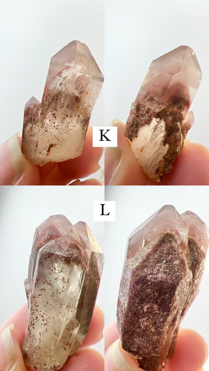 Quartz hématite rouge, Points de quartz fantôme, Inclusions de fer, Fantômes hématoïdes, Spécimens naturels, Cristal brut, Cristaux bruts image 8