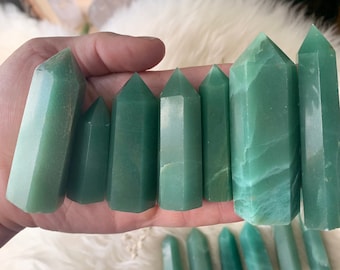 Small Green Aventurine Point, Crystal Tower, Green Mineral, Gift For Her, Altar Decor, Good Luck, Manifest Money