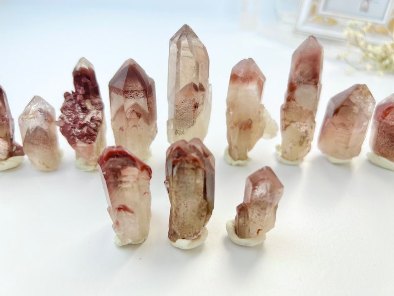 Red Hematite Quartz, Phantom Quartz Points, Iron Inclusions, Hematoid Phantoms, Natural Specimens, Rough Crystal, Raw Crystals image 2