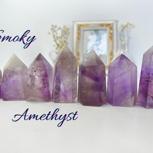 Smoky Brazilian Amethyst Points, Crystal Tower, Purple Crystals, Crystal Healing, Mineral Collection